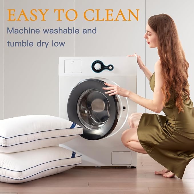 BedTreat Goose Down Feather Pillows Standard Size Set of 2, Luxury Soft Hotel Quality Pillows for Sleeping, Organic Cotton Cover Bed Pillows