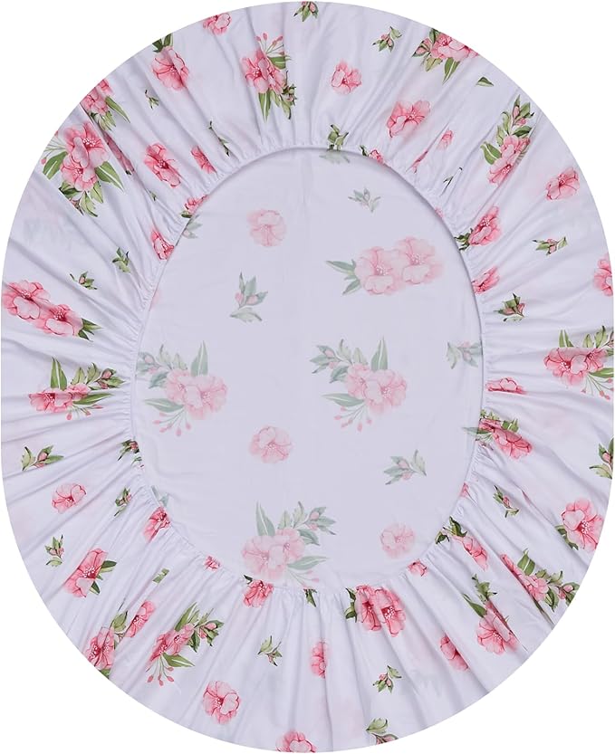 Twin Sheets Set White Pink Floral Bed Sheets Set Girls Cute Microfiber Cooling Sheets 3 Pieces Kids Twin Size Bed Set Wrinkle Free, 15 inch Deep Pocket Fitted Sheet, Flat Sheet, Pillowcase