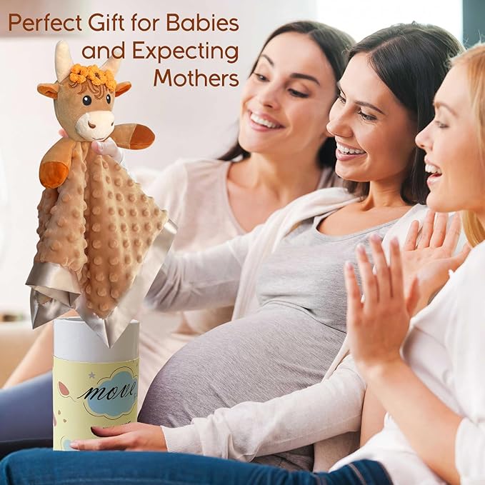 Girl Highland Cow Baby Security Blanket Loveys for Babies Girls, 16" Soft Baby Lovey Blanket, Baby Snuggle Stuffed Animals Blankie, Baby Girls Gifts for Infant and Toddler