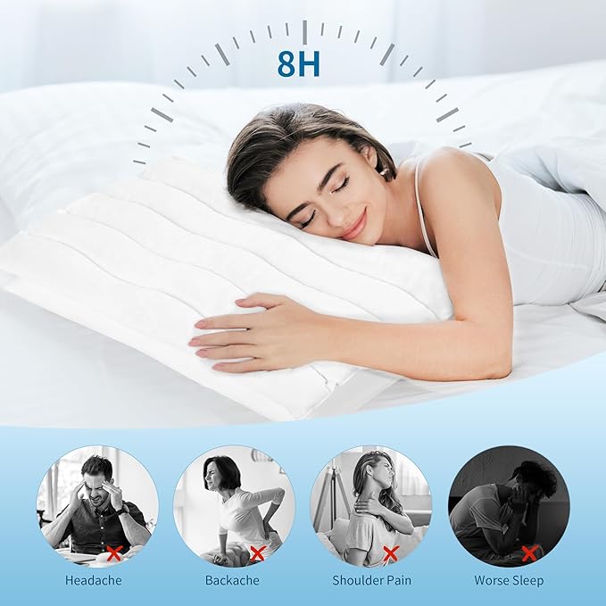 MABOZOO Adjustable Contour Pillow for Neck & Shoulder Pain,Memory Foam Cervical Support Pillow for Side Sleepers,Thin Flat Pillow for Back,Stomach Sleeping