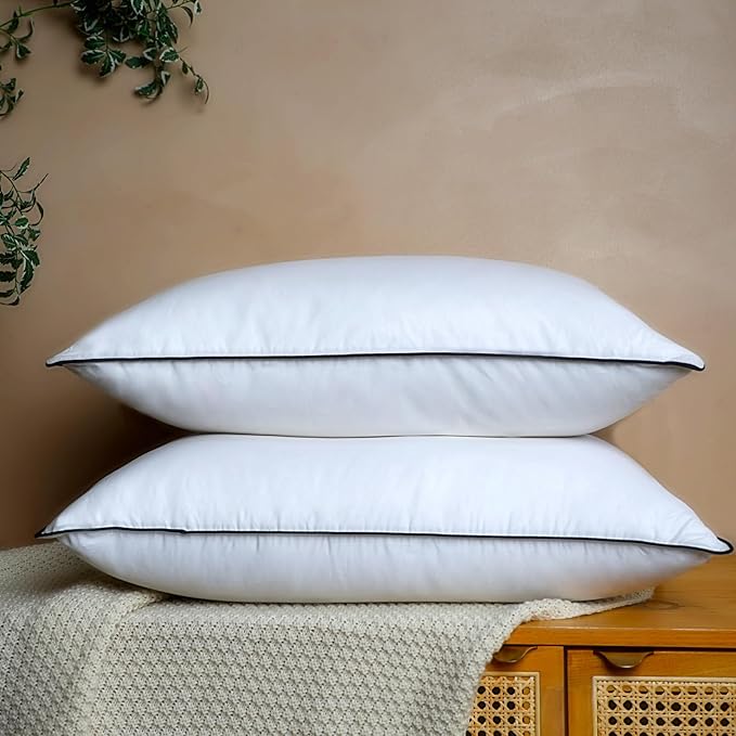 Natural Goose Down Pillows - White Down Pillow Standard Size - 550 Fill Power - Soft and Support Down Bed Pillow for Back,Side,Stomach Sleepers,1 Pack (20" x 26")