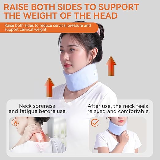 Neck Brace Soft Adjustable Neck Support Brace for Sleeping, Neck Pain and Support, Keep Vertebrae Stable and Aligned, Relief Spine Pressure, for Women & Men, Light blue (Light blue, L)