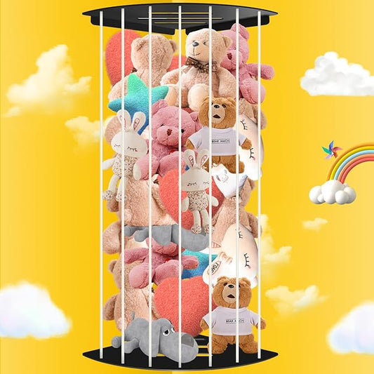 Stuffed Animal Storage Corner Plush Toy Organizer Storage Kids Room Holder with Length Adjustable Large Toys Wall Hanging Shelf for Nursery Playroom Bedroom Sturdy Metal (Semicircular)