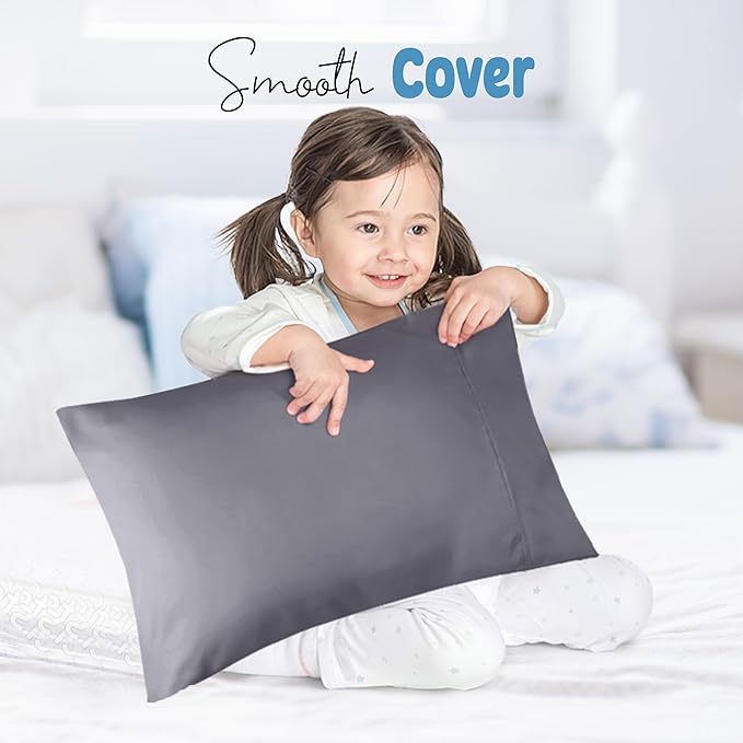 Utopia Bedding Toddler Pillow Cases - 2 Pack - Envelope Closure - Soft Brushed Microfiber Fabric - Shrinkage and Fade Resistant Pillow Covers 13 X 18 Inches (Toddler, Grey)