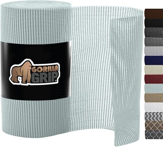 Gorilla Grip powerGRIP Drawer Shelf and Cabinet Liner, Thick Strong Hold, Non-Adhesive Liners Protect Kitchen Cabinets and Cupboard, Bathroom Drawers, Easy Install, Breathable Mat, 17.5" x30' Spa Blue