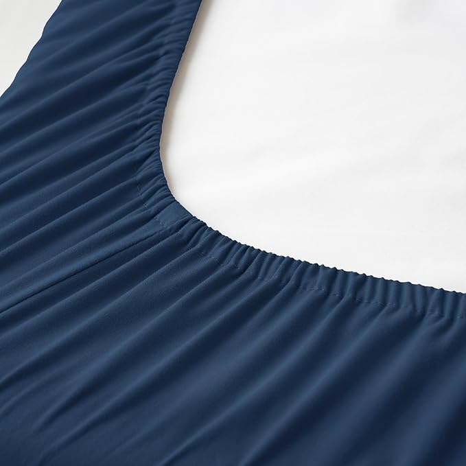 Waterproof Crib Mattress Protector 2 Pack, Ultra Soft Breathable Crib Mattress Pad Cover for Boys, Fit Standard Crib Mattress and Toddler Mattresses, Grey & Navy Blue