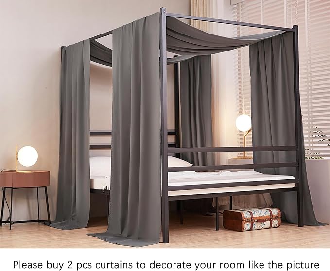 Akiky Linen Canopy Bed Curtains for Kid House Bed Montessori Canopy for Nursery Bed Canopy for Kids Child Toddler Adult Room Decoration(King,Dark Gray)
