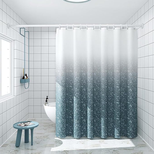 Gradient Plant Print Shower Curtain for Bathroom Decor, Shower Curtain Liner 70.8" x 78.7" Waterproof Polyester Fabric Plant Art Bath Curtain with 12 Hooks