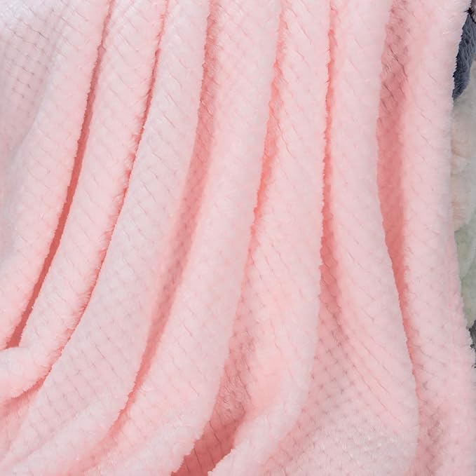 Fuzzy Throw Blanket, Plush Fleece Blankets for Adults, Toddler, Boys and Girls, Warm Soft Blankets and Throws for Bed, Couch, Sofa, Travel and Outdoor, Camping (40Wx60L, M-Pink)
