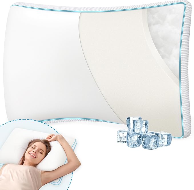 Bed Pillows Queen Size - Premium Luxury Hotel Quality Cooling Bed Pillows for Sleeping,Soft Fluffy & Memory Foam Filling,Support Loft Gusseted Bed Pillows for Side and Back Sleepers (Medium)