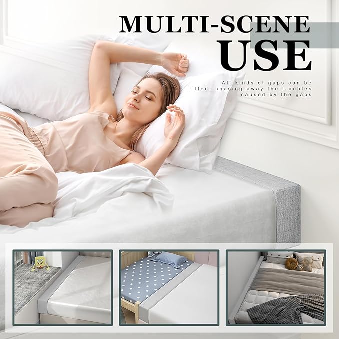 Mattress Extender, Bed Gap/Space Filler, Headboard Pillow Between Headboard and Mattress or Wall, High-Density Foam with Removable Cover(Light Grey-72 * 8 * 8in)