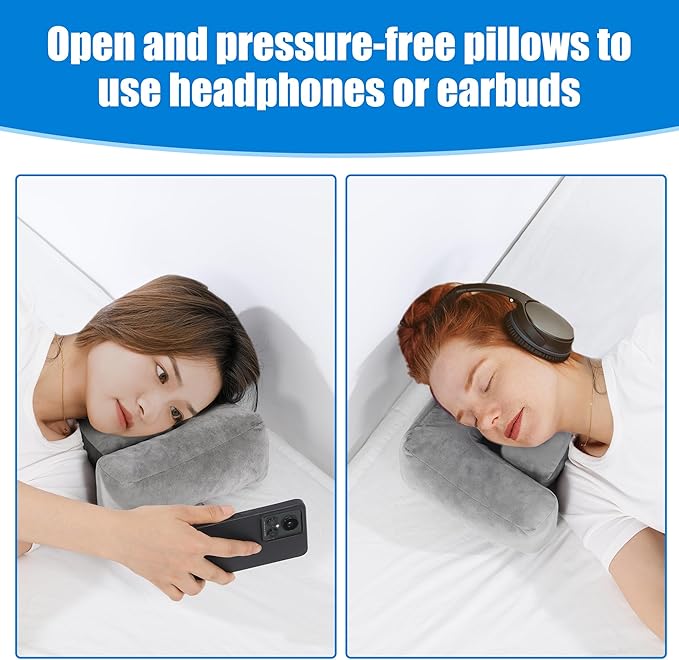 BALAPET Ear Pillow,Ear Piercing Pillow for Side Sleepers with Adjustable Ear Holes, Memory Foam Comfort Side Sleeper Pillow for Ear Pain, Earplugs, and Headphone,Ear Guard Pillow