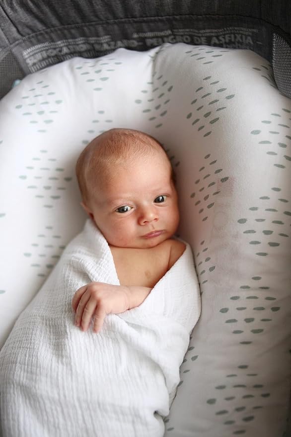 Bassinet Sheets Fitted Cover - Flexible Fit 100% Soft Jersey Knit Cotton - Neutral Grey Sage Diamond - 2 Pack Set