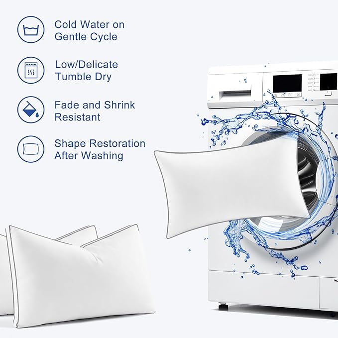 Premium Pillows Standard Size Set of 2, Fluffy and Supportive 7D Down Alternative Bed Pillow, Luxury Soft Hotel Quality Gusseted Pillow for Side Back Stomach Sleeper,Relief Neck Head and Shoulder Pain