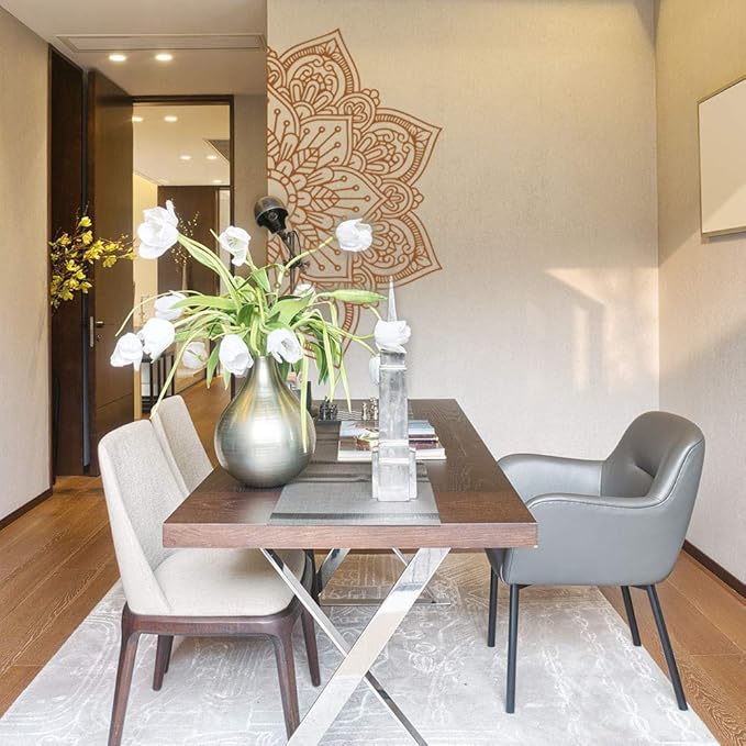 Geometric Brown Wall Stickers - Set of 4 Sheets, 25x35cm, Easy to Apply Wall Decor