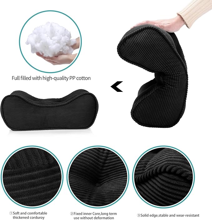 Lumbar Support Pillow for Office Chairs, Back Support Pillow for Lower Back Pain Relief, Soft & Good Support Corduroy Desk Lumbar Cushion, 17.5"x10"x5.5", Medium(Black