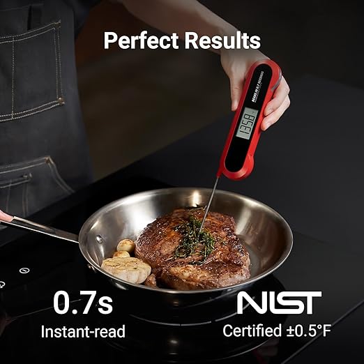 Professional Meat Thermometer Digital, 3X Faster (0.5sec) Instant Read with High Accuracy(Β±0.5Β°F), IP67 Waterproof & Backlit for Grill, BBQ, Oven, Smoker, Kitchen, Certified by NSF & NIST