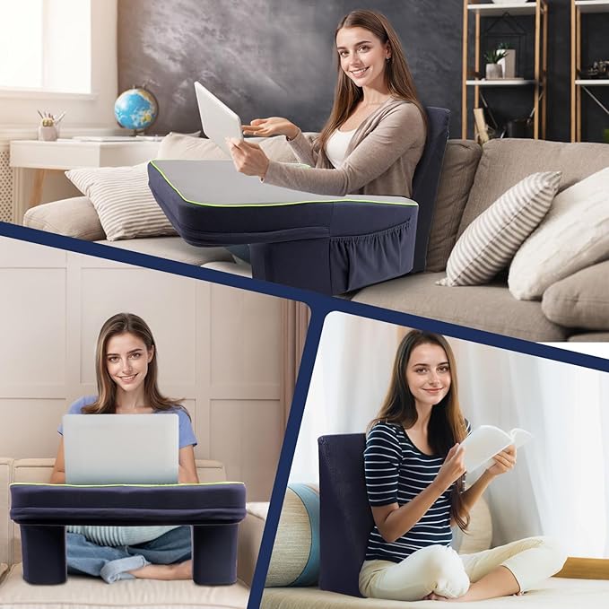 Game Pillow and Cushion Combo Set, Soft Lap Desk Pillow for Adult, Extra Large Arm Rest Ergonomic Couch Gaming Pillow with Side Pockets, Reading Pillow for Sitting in Bed/Laptop/Floor/Sofa…