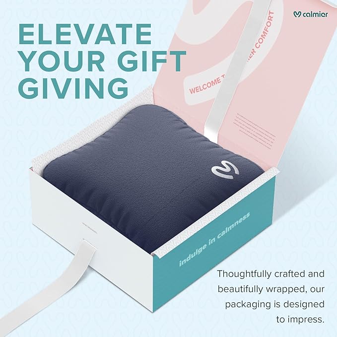 Calmier - 12 lb Sensory Weighted Pillow - Glass Bead Filled Hug Pillow - Ultra Plush Cozy Weighted Pillows for Adults and Kids - Child Sensory Pillow - Weighted Lap Pad (Blue - Fleece, 12 LBS)