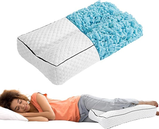 BALAPET Shredded Memory Foam Knee Pillow for Side Sleepers, Pillow Between Legs for Aligns Spine, Supportive Leg Pillow for Pregnancy Relieves Pressure Hip Leg Elevation, 6.5" Height
