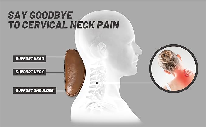 BOWERBIRD Genuine Leather Recliner Head Pillow-Head and Neck Pillow-Headrest Cushion for Neck Pain Relief and Cervical Support
