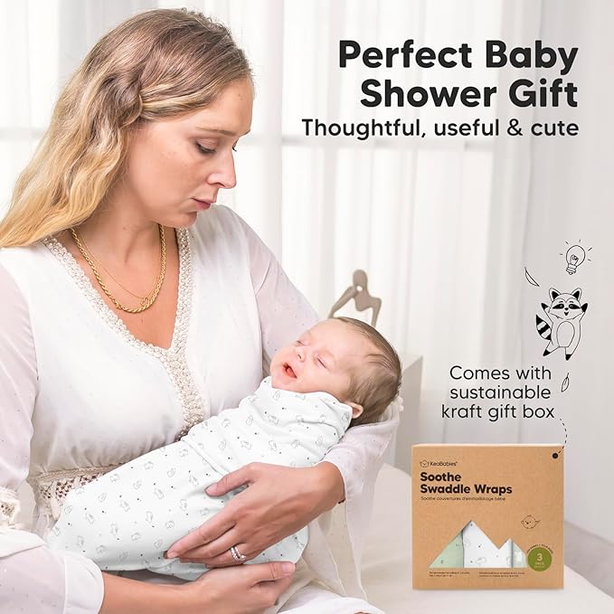 KeaBabies 3-Pack Organic Baby Swaddle Sleep Sacks - Newborn Swaddle Sack, Ergonomic Baby Swaddles 0-3 Months, Swaddles for Newborns,Baby Sleep Sack,Baby Swaddle Blanket Wrap,Baby Essentials (Bunnies)