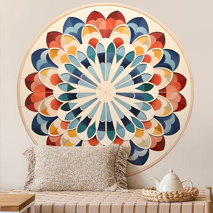 Vibrant Wall Decal - Floral Pattern Design - Large 90cm/35.43 inch" Decorative Wall Art - Easy Peel and Stick Home Decor