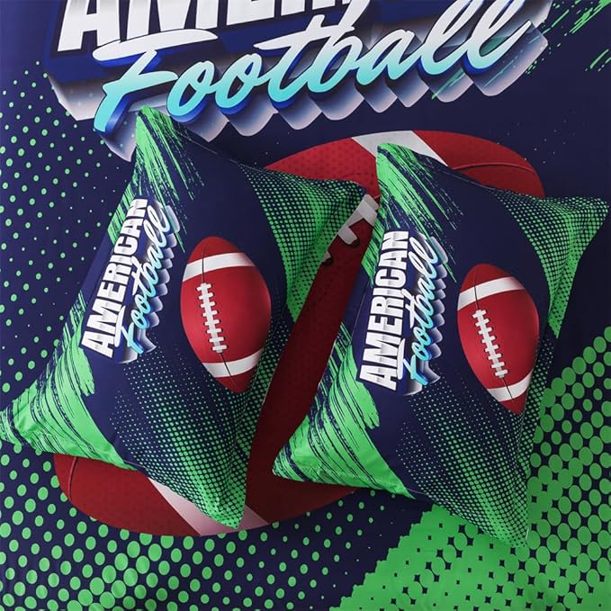 qjmiaofang Kids American Football Sheet Set Full Size for Boys Football Sheets Sports Sheets 4Pieces Sport Play Football Bedding Set Rugby Bed Sheets 1 Flat Sheet 1 Fitted Sheet 2 Pillowcases