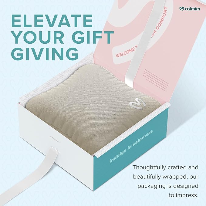 Calmier - Sensory Weighted Pillow - Glass Bead Filled Hug Pillow - Ultra Plush Cozy Weighted Pillows for Adults and Kids - Child Sensory Pillow - Weighted Lap Pad (Tan - Fleece, 12 LBS)