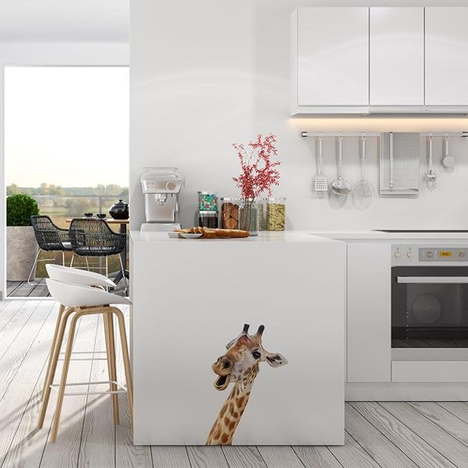 Giraffe Wall Decal Peel and Stick Funny Giraffe Stickers Gift for Friends Kids Room Funny Wall Window Decor Fridge Closet Stickers Decoration