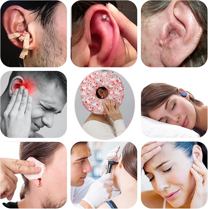 Ear Hole Piercing Pillows for Ear Pain Side Sleeping CNH Pillow Pressure Sore Pain Relief Ear Guard Lifesaver Tinnitus Support Neck Head, Pink Goose