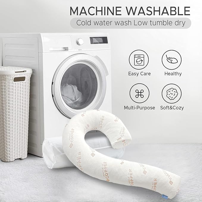 Body Pillow for Adults - Soft Long Bed Pillow Insert for Sleeping - Shredded Memory Foam and Removable Washable Cover - Swan Shaped Side Sleeper Pregnancy Pillow 49 Inch (Copper Color)