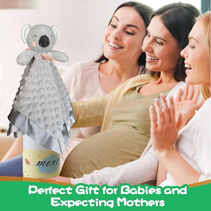 Koala Security Blanket, 16" Soft Lovey Unisex Lovie Baby Gifts for Newborn Boys and Girls Snuggle Toy Stuffed Animal Grey
