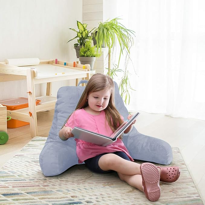 Nestl Reading Pillow for Kids, Small Bed Pillow, Back Pillow for Sitting in Bed, Memory Foam Chair Pillow, Reading & Bed Rest Pillows, Ice Blue Back Pillow for Bed, Arm Pillow with Pockets