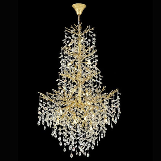 H61'' Gold Crystal High Ceilings Chandeliers Staircase Chandeliers Modern Crystal Tree Branch Chandelier, D40'' Foyer Chandelier for High Ceiling Luxury Large Living Room Chandelier, 23-Lights