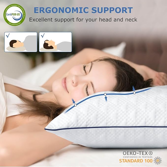 Cooling Bed Pillows Queen Size Set of 2 for Sleeping, Adjustable Shredded Memory Foam Pillows for Side Back Stomach Sleepers - Luxury Gel Pillows Hotel Pillows with Washable Removable Cover