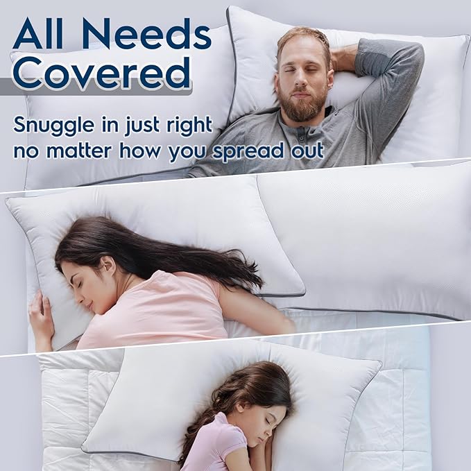 viewstar King Size Pillows Set of 2, Pillows King Size 2 Pack for Sleeping, Pillows with Down Alternative for Back and Side Sleepers, Fluffy Bed Pillows for Bed, Machine Washable, Dark Grey, 20" x 34"