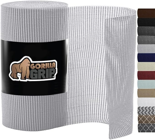 Gorilla Grip powerGRIP Drawer Shelf and Cabinet Liner, Thick Strong Hold, Non-Adhesive Liners Protect Kitchen Cabinets and Cupboard, Bathroom Drawers, Easy Install, Breathable Mat, 24" x30' Light Gray