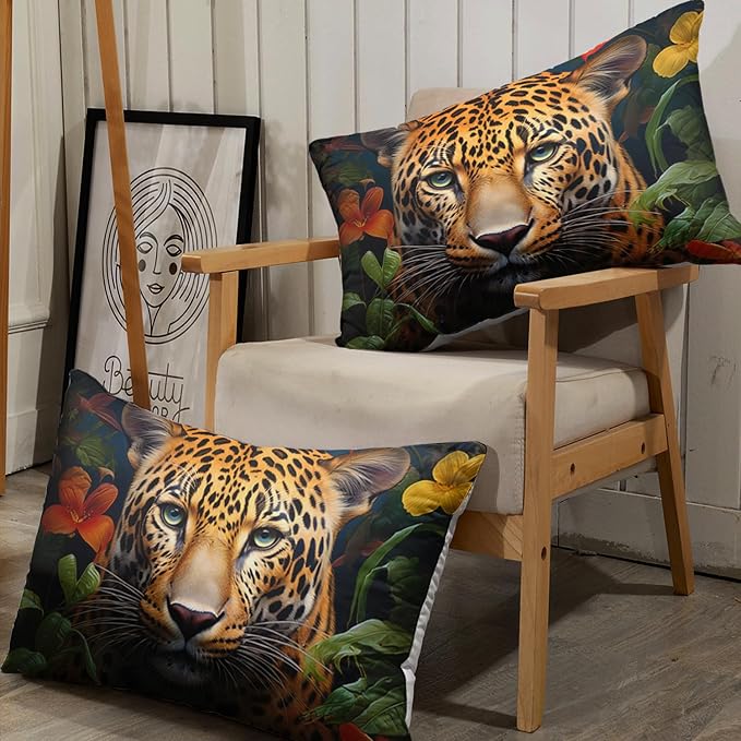 AILONEN Leopard Print Fitted Sheet Set Twin Size for Boys,Safari Cheetah Bed Sheet Set Twin, Jungle Animal Leopard Sheet Set 3 Pieces Wildlife Fitted Sheet with 2 Pillowcases