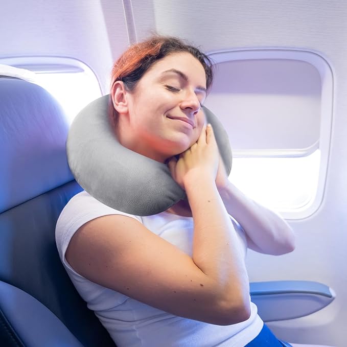 Prasacco 2 Packs Travel Neck Pillow Case Cover, U Shaped Neck Pillow Cover Reusable Neck Pillow Washable Cover Soft and Smooth Neck Pillow Cover Grey Airplane Pillow Cover (No Filler)