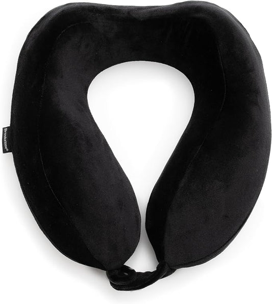 Brookstone Contoured Memory Foam Head and Neck Travel Pillow Ergonomic and Lightweight, Black