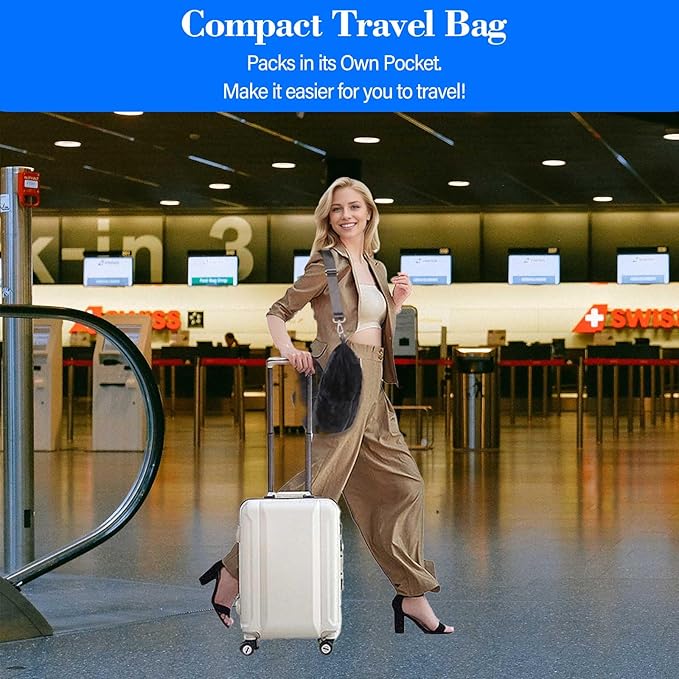 Travel Pillow You Stuff with Clothes, Stuffable Travel Pillow Transforms Into Extra Luggage Without Excess Fees, Stuffable Neck Pillow Fits 3+ Days of Travel Essentials Black