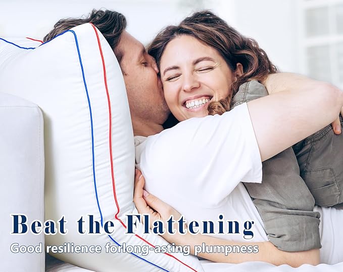 Pillows Standard Size Set of 2, Fluffy Bed Pillows for Sleeping, Standard Pillows 2 Pack with Hotel Quality, Firm and Supportive Down Alternative Pillow for Side and Back Sleeper, 20" x 26"