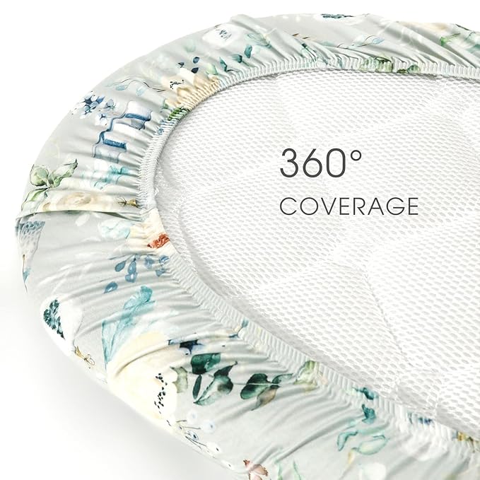 Stretchy Bassinet Mattress Sheets, Ultra Soft Bassinet Sheet 2 Pack, Universal Fitted for Oval Hourglass Rectangular Bassinet Mattress Pad Safe and Snug, Stylish Print Baby Sheets