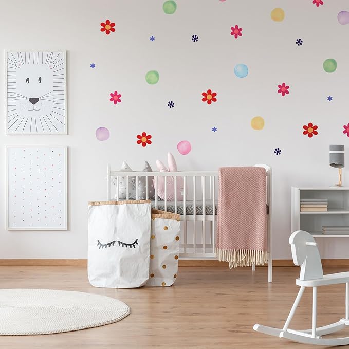 uxcell 19 Pcs (1 Sheet) Polka Dots Wall Sticker, PVC Peel and Stick Rainbow Wall Decal Sticker for Bedroom Classroom, Colorful