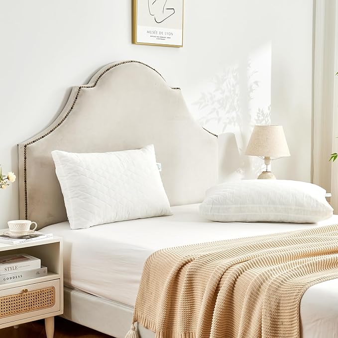 Memory Foam Pillows King Size Set of 2, Gusseted Bed Pillow for Sleeping, 2 Pack Adjustable Pillow for Side, Back or Stomach Sleepers (20 x 36 in, White)