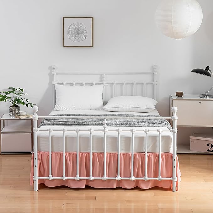 Bed Skirt Queen Size Ruffled Bed Skirt with Split Corners, 18 Inch Drop Dust Ruffle Bed Skirt with Platform, 18 Inch, Blush, Queen Size