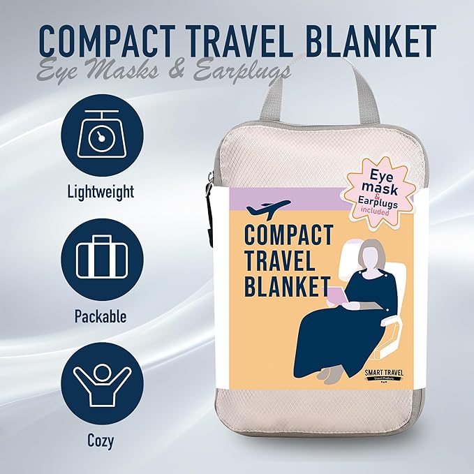 Travel Blanket Airplane Compact-Bag Settravelblanket Travel Blanket Airplane Compact with Bag Travel Essentials for Airplane Long Flight Essential for Women, Men, Kids