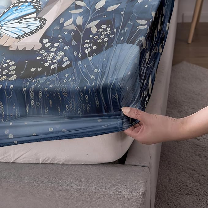 AILONEN Wolf Fitted Sheet Set Full Size for Boys Girls Animal Wolf Wildlife Bed Sheet Set,Tie Dye Wolf Fitted Sheet with 2 Pillowcases,3 Pieces Safari Wolves Print Bed Sheet Set