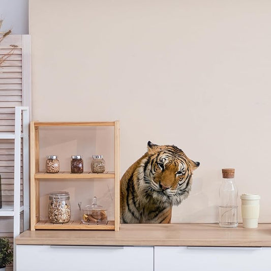 Cute Tiger Wall Art Sticker Peel & Stick Realistic Tiger Head Wall Decals, Removable Vinyl Tiger Sticker Gift for Friends Kids Bedroom Bathroom Shop Window Wall Art Decor